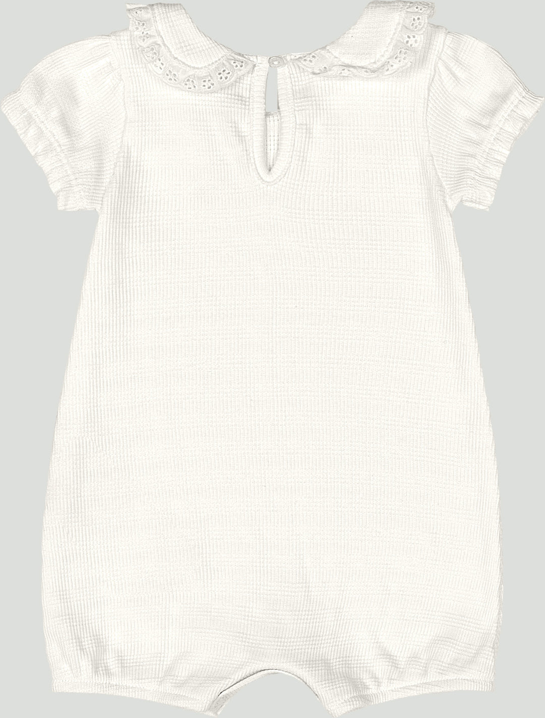 Soft Romper with Lace Collar - White