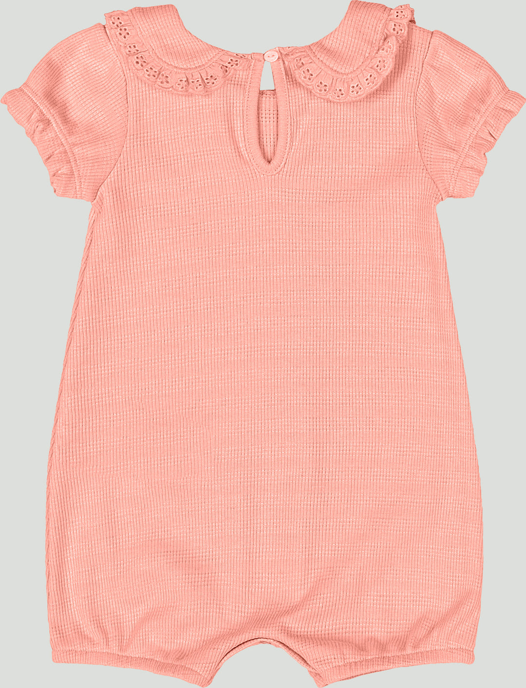 Soft Romper with Lace Collar - Peach