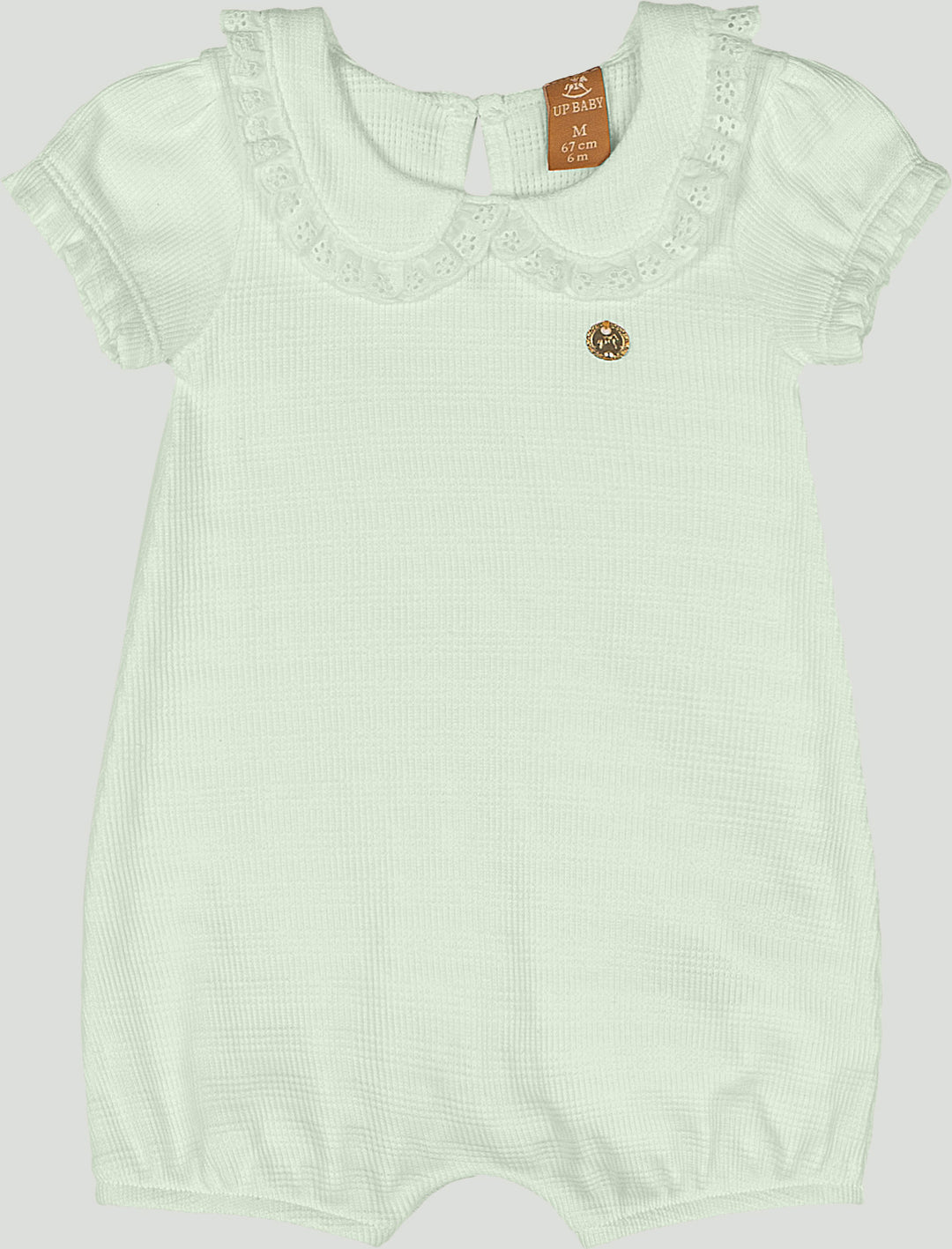 Soft Romper with Lace Collar - Mint Green