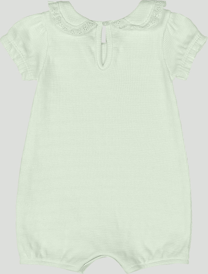 Soft Romper with Lace Collar - Mint Green