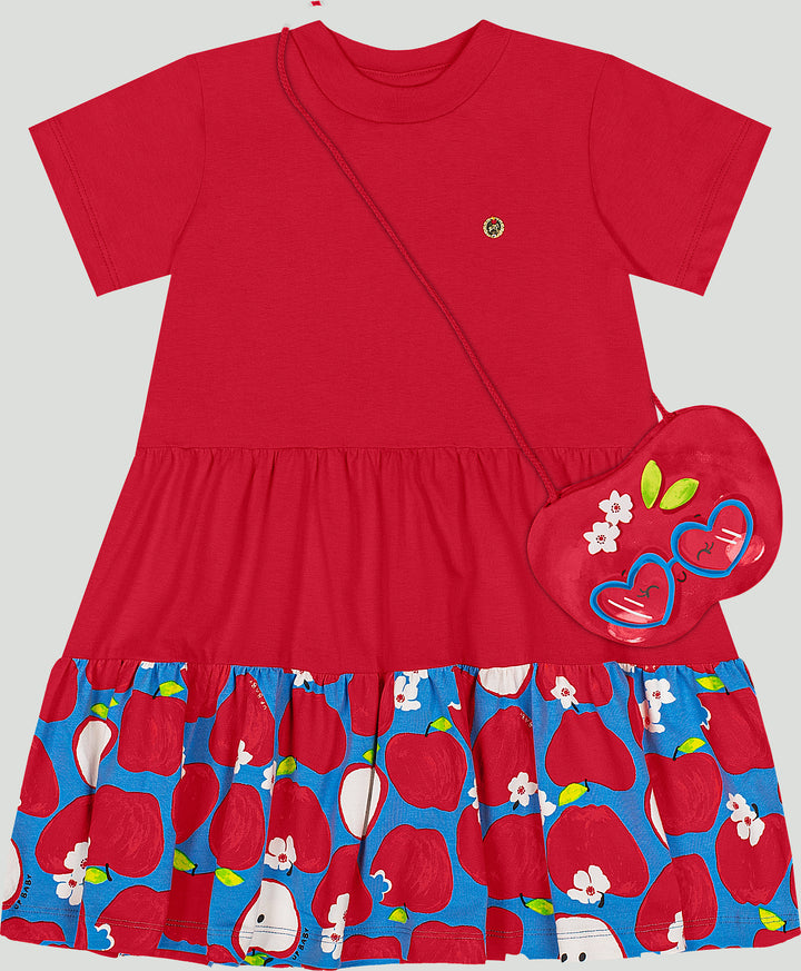 Red Cotton Dress with Matching Bag