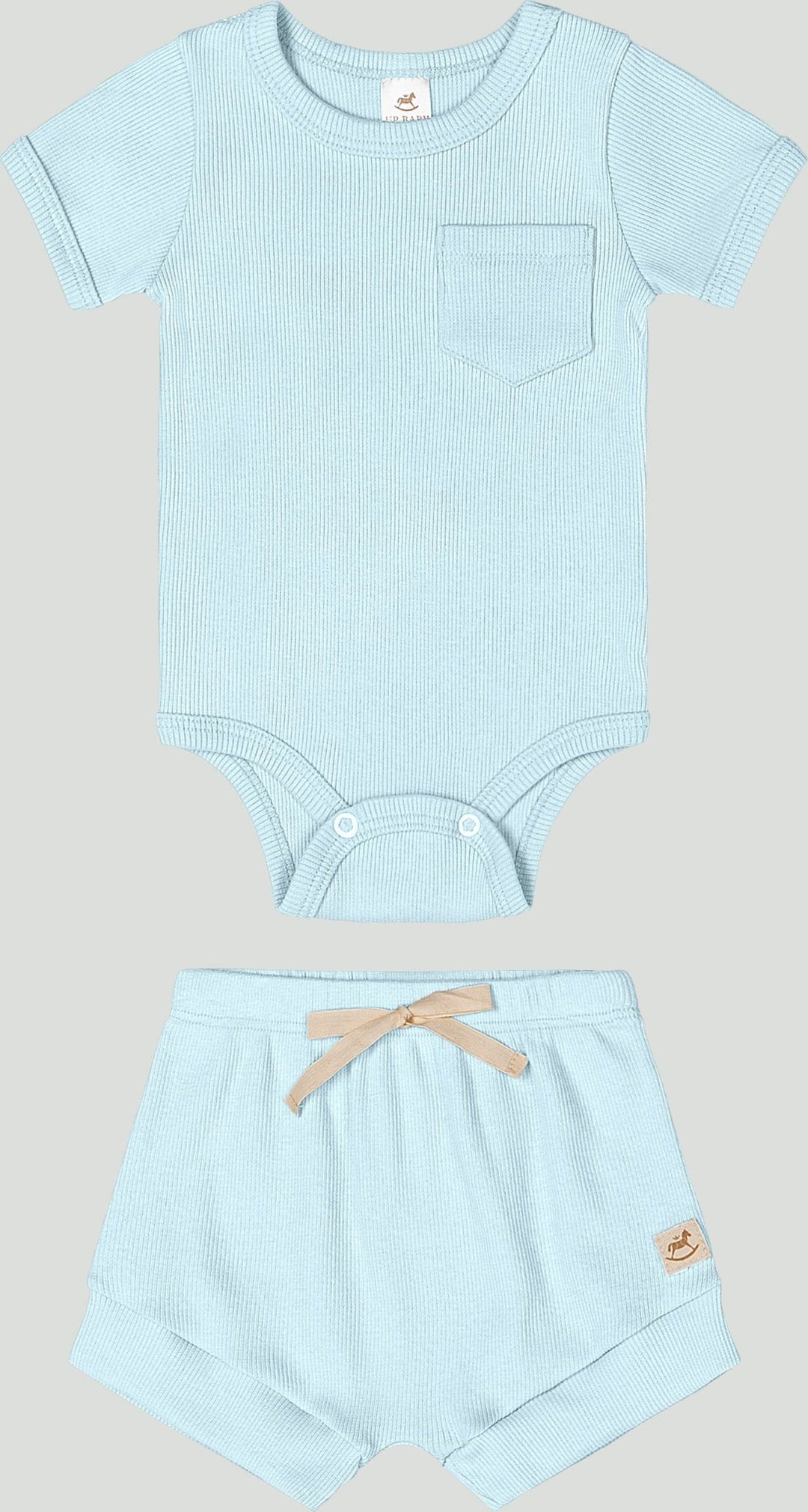 Baby's Ribbed Set: Romper & Shorts - Light Blue - Caramelo Baby & Kids