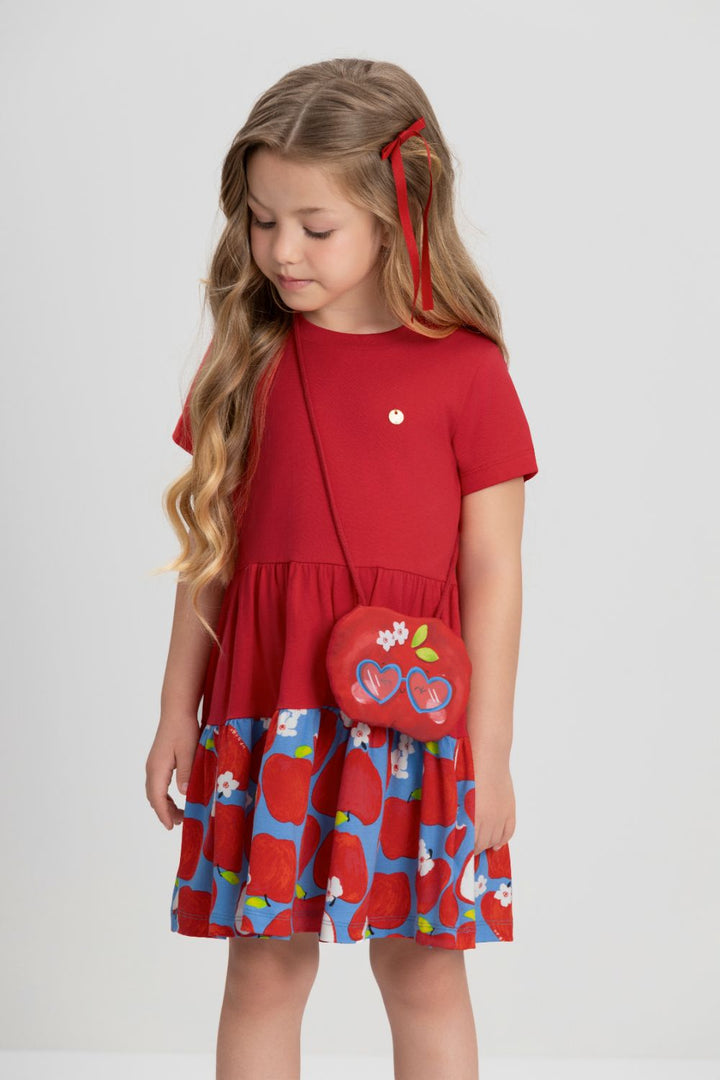 Red Cotton Dress with Matching Bag