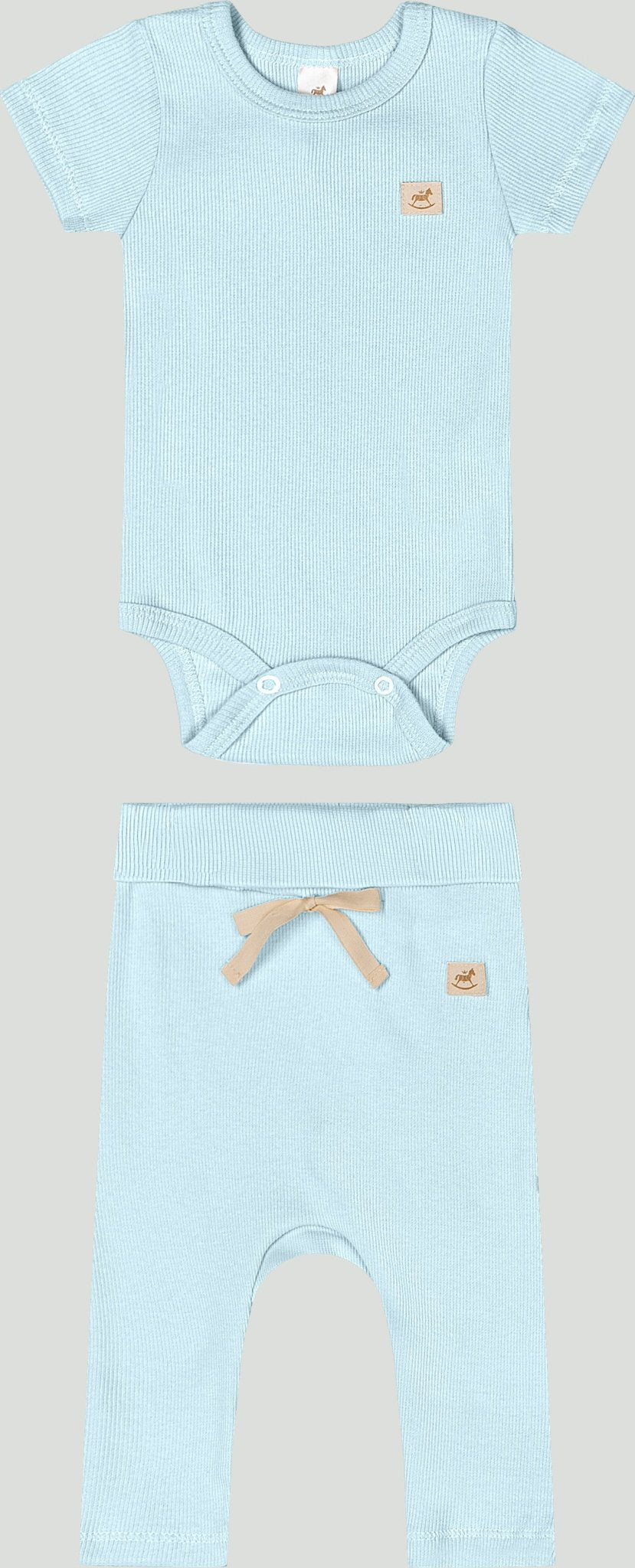 Ribbed cotton set: romper &amp; pants - light blue - Caramelo Baby &amp; Kids